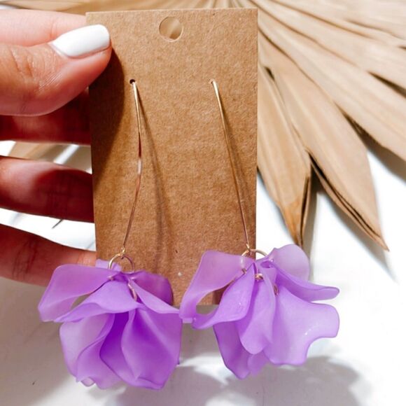 Purple flower dangle earrings #917 - Picture 2 of 3